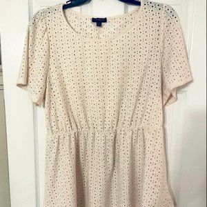 Cream Eyelet Top